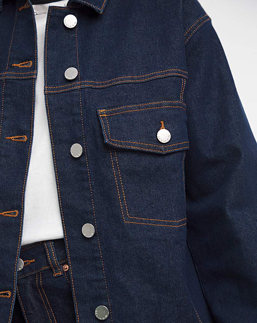 Contrast Stitch Boxy Denim Jacket