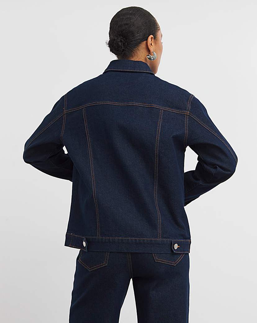 Contrast Stitch Boxy Denim Jacket