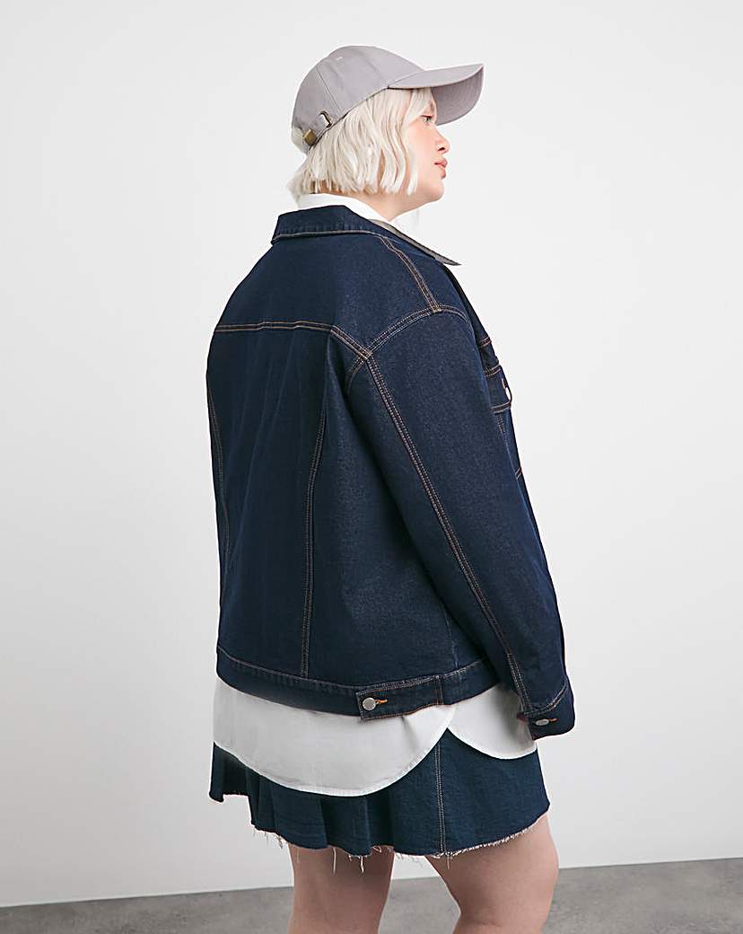Contrast Stitch Boxy Denim Jacket