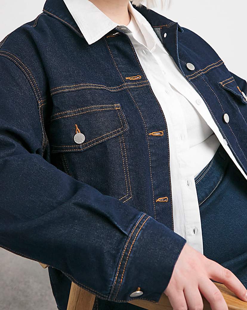 Contrast Stitch Boxy Denim Jacket