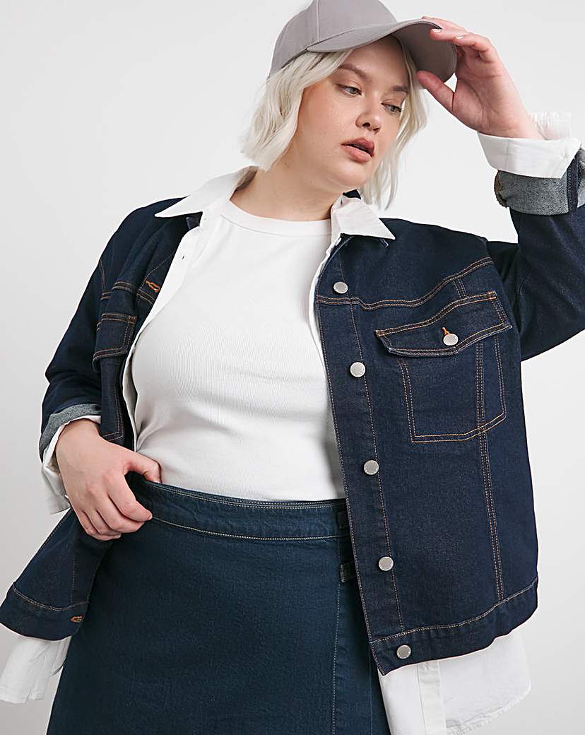 Contrast Stitch Boxy Denim Jacket