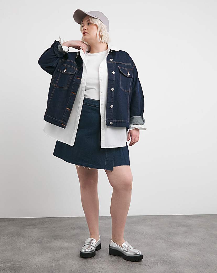 Contrast Stitch Boxy Denim Jacket