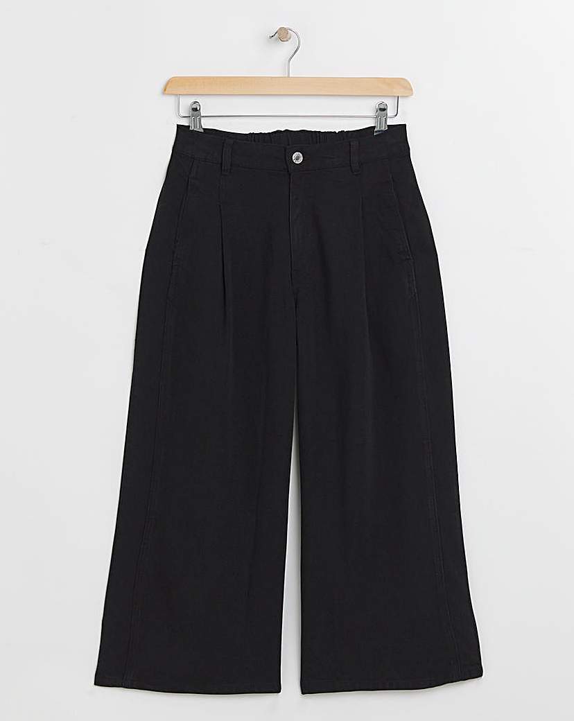 Black Crop Wide Leg Jeans