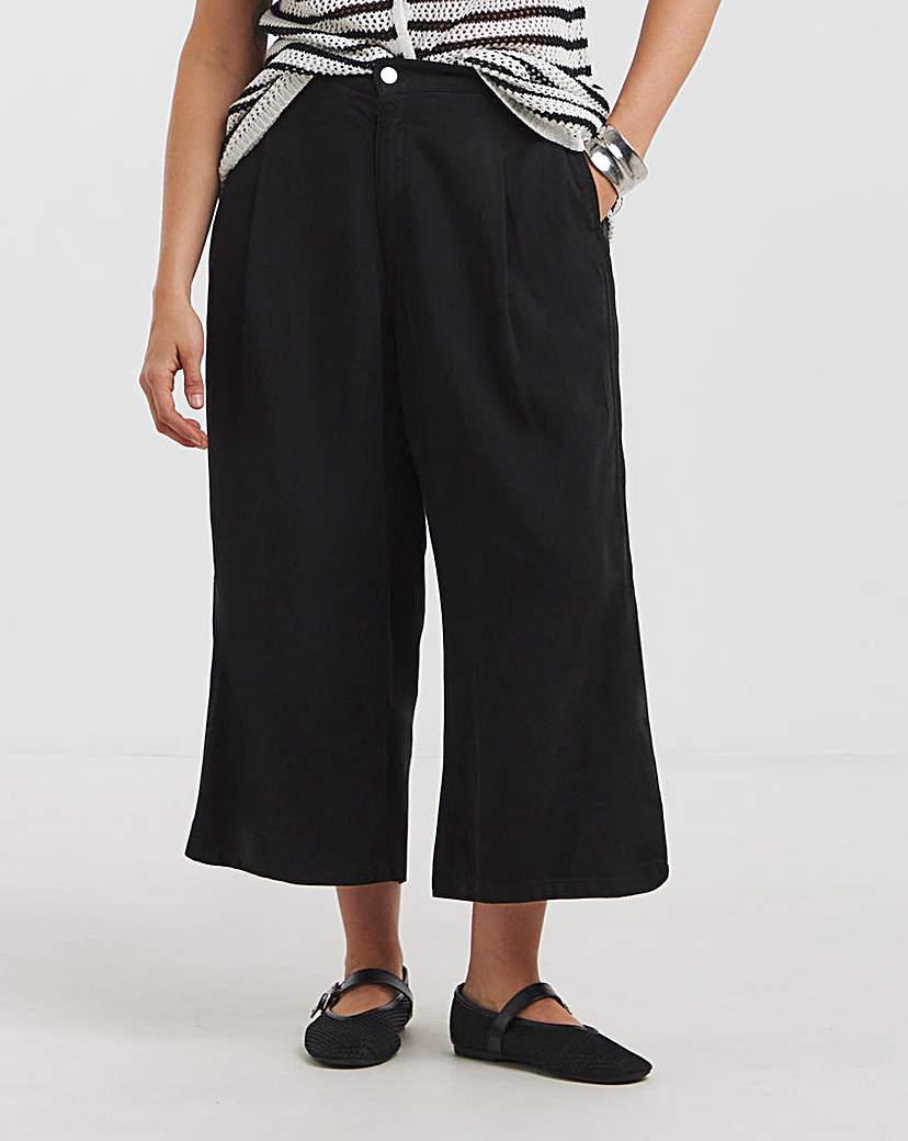 Black Crop Wide Leg Jeans