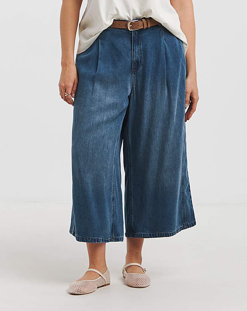 Indigo Crop Wide Leg Jeans