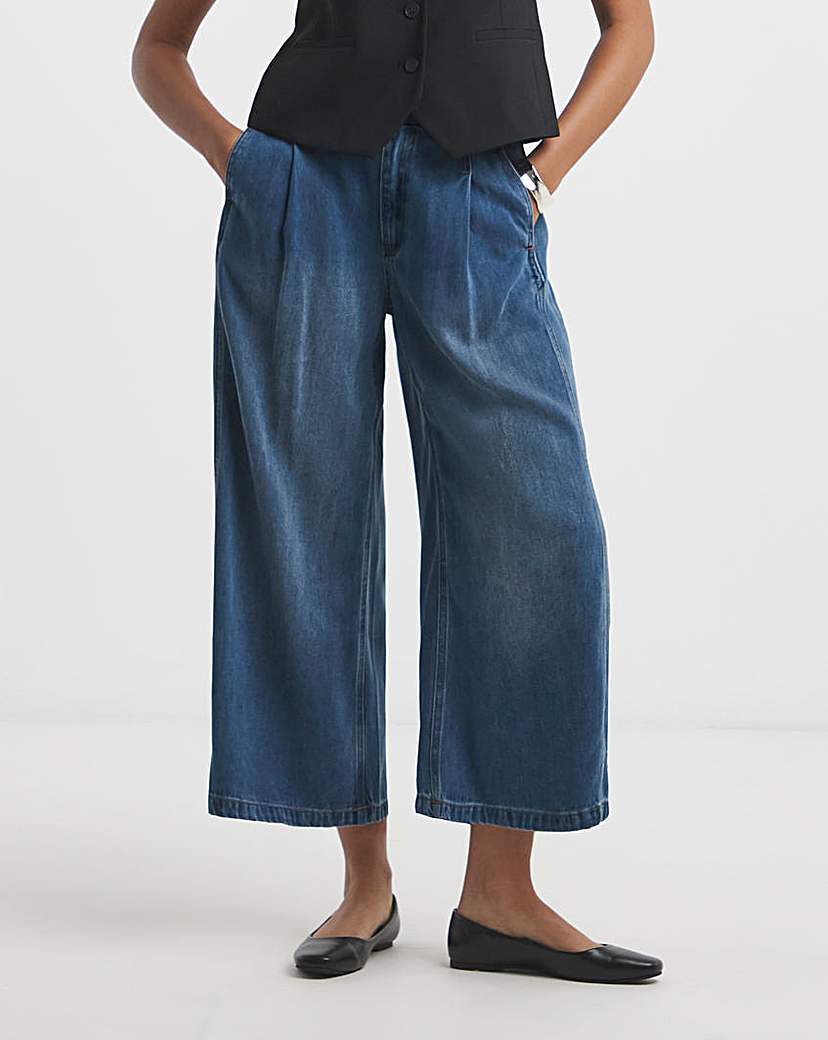 Indigo Crop Wide Leg Jeans