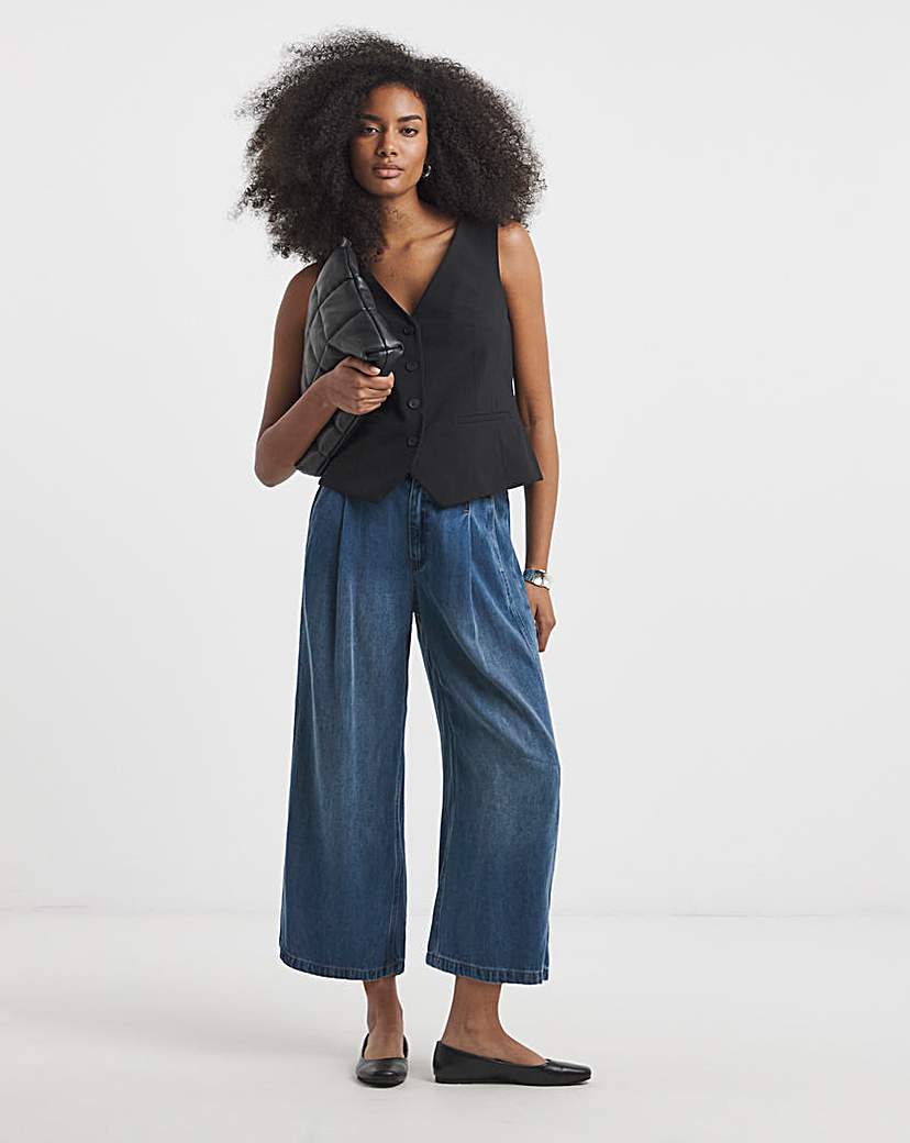 Indigo Crop Wide Leg Jeans