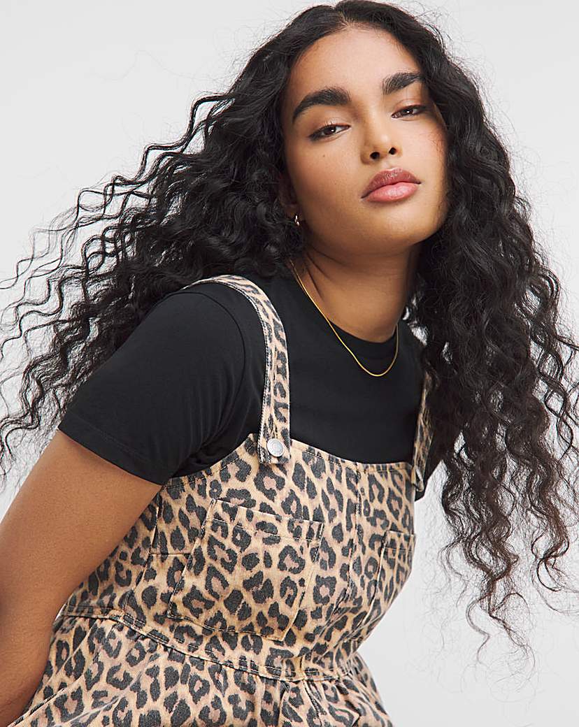 Leopard Midaxi Denim Pinafore Dress