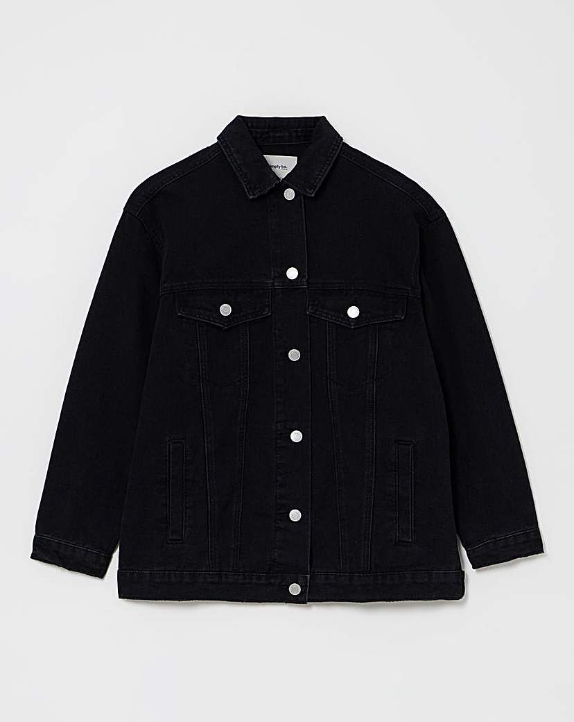 Simply Be Black Graphic Denim Jacket