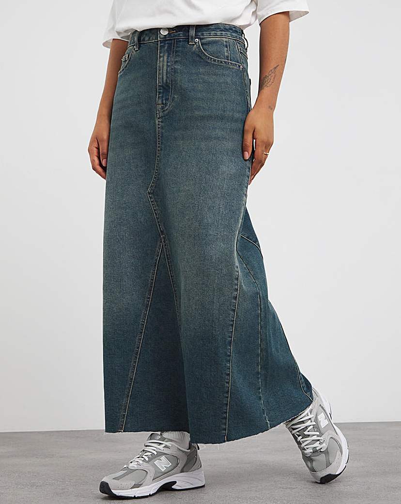 Green Cast Full Maxi Skirt
