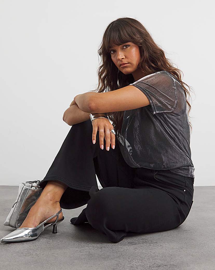 Black Cosy Finish Wide Leg Jeans