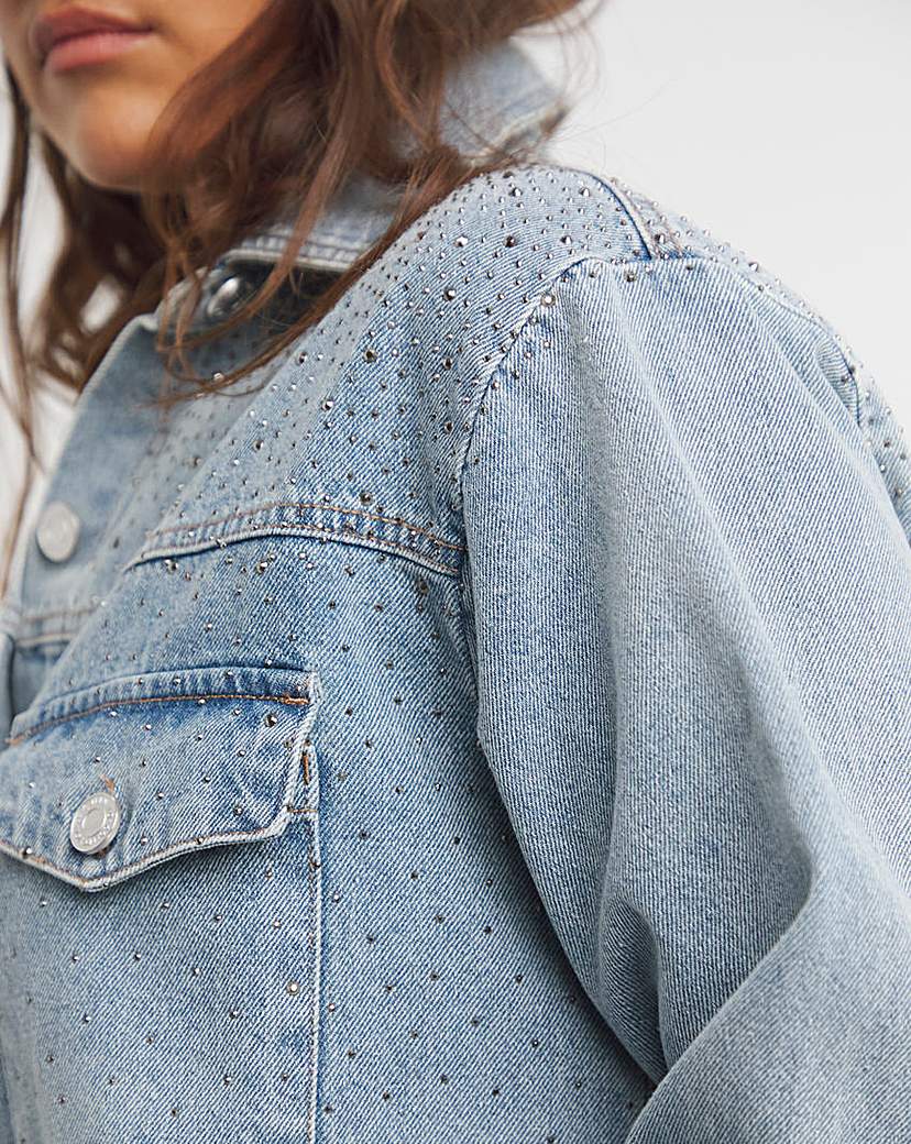 Embellished Oversized Denim Shirt