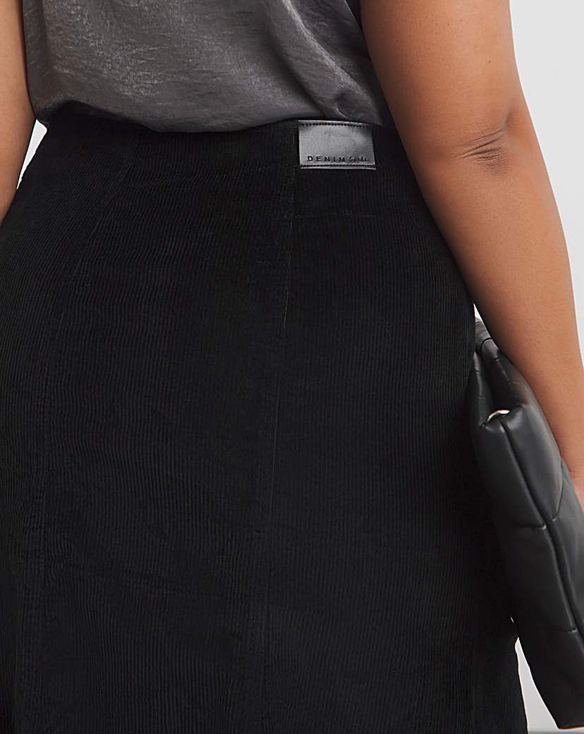 Black Cord Fit and Flare Maxi Skirt