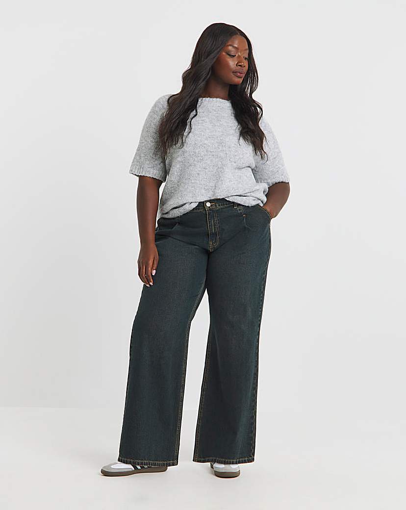 New In - SBE Vintage Pleat Detail Wide Leg Jeans
