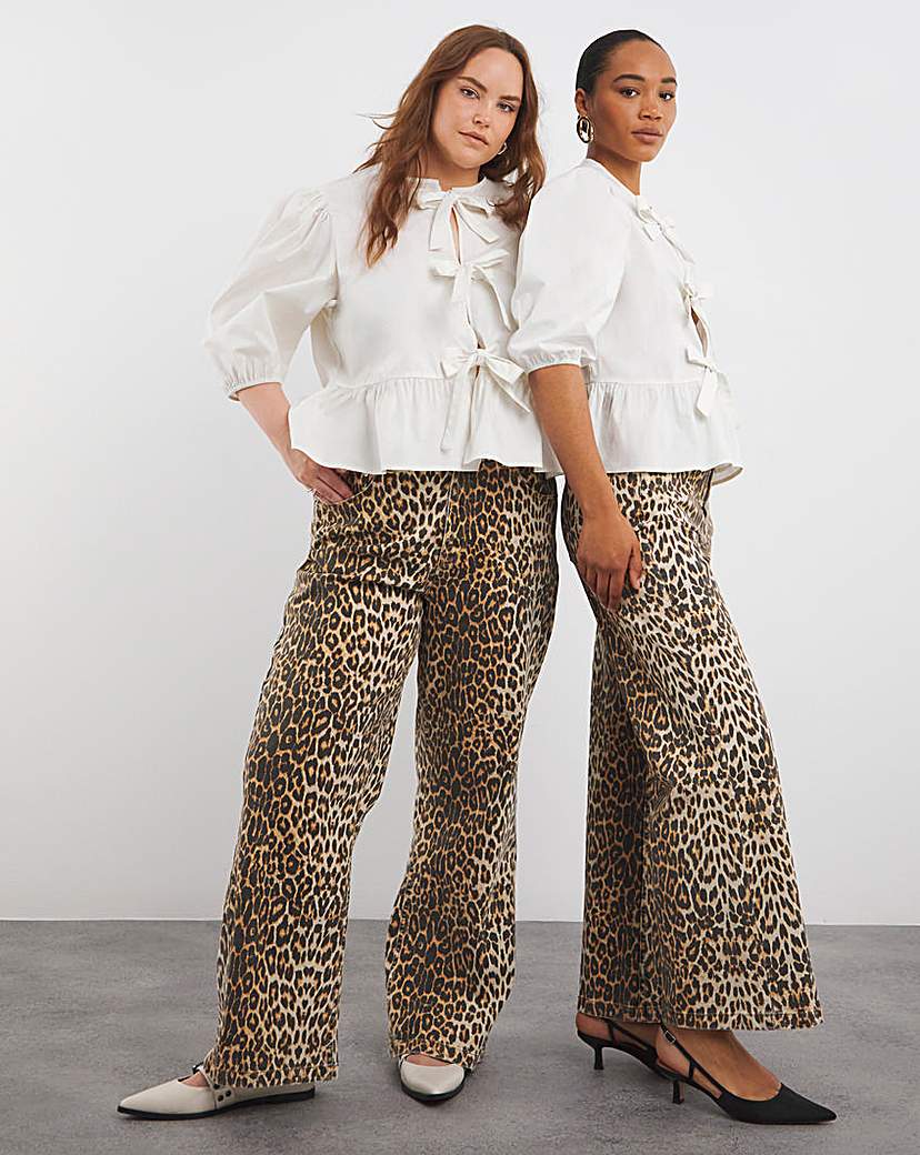 Super High Wide Leg Leopard Jeans main image 0