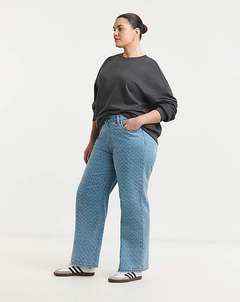 Simply Be Wide Leg Jeans- Distressed