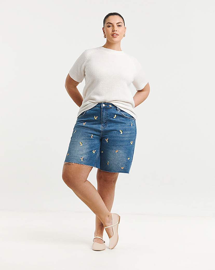 Fruit Embroidered Bermuda Short