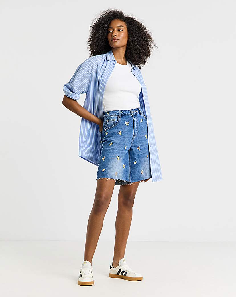 Fruit Embroidered Bermuda Short