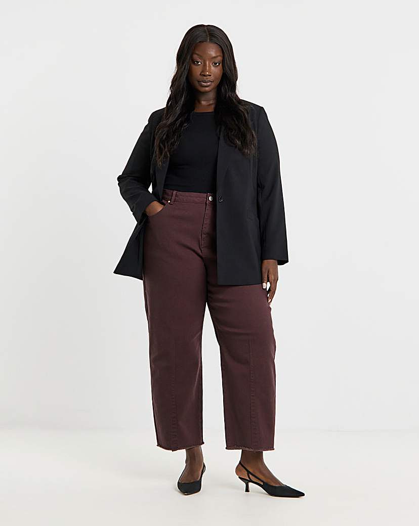 New In - Burgundy Dart Detail Barrel Jeans