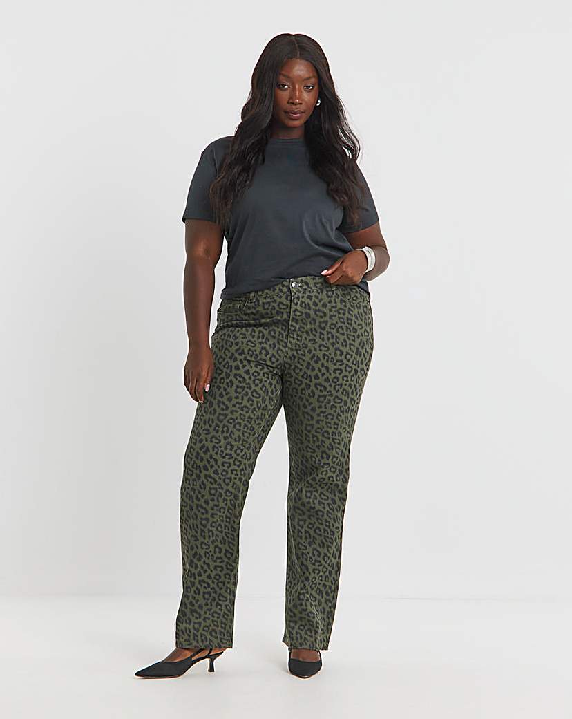 New In - SBE Khaki Leopard Straight Leg Jeans