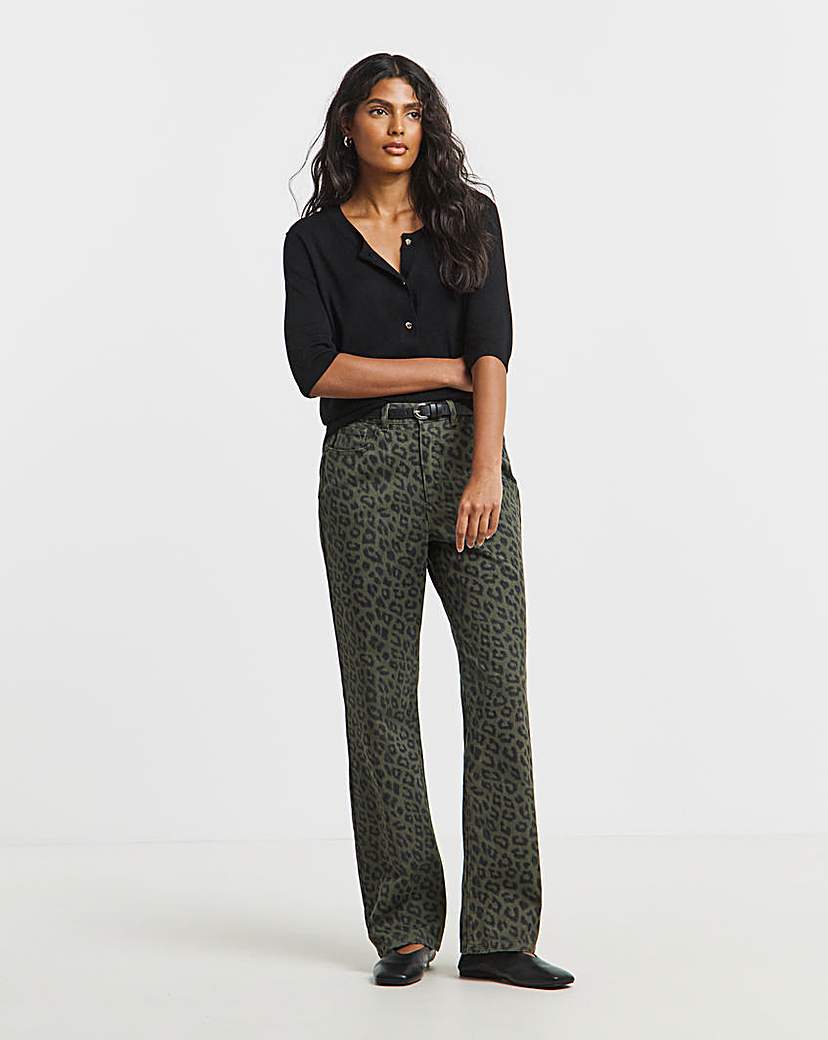 SBE Olive Leopard Straight Leg Jeans