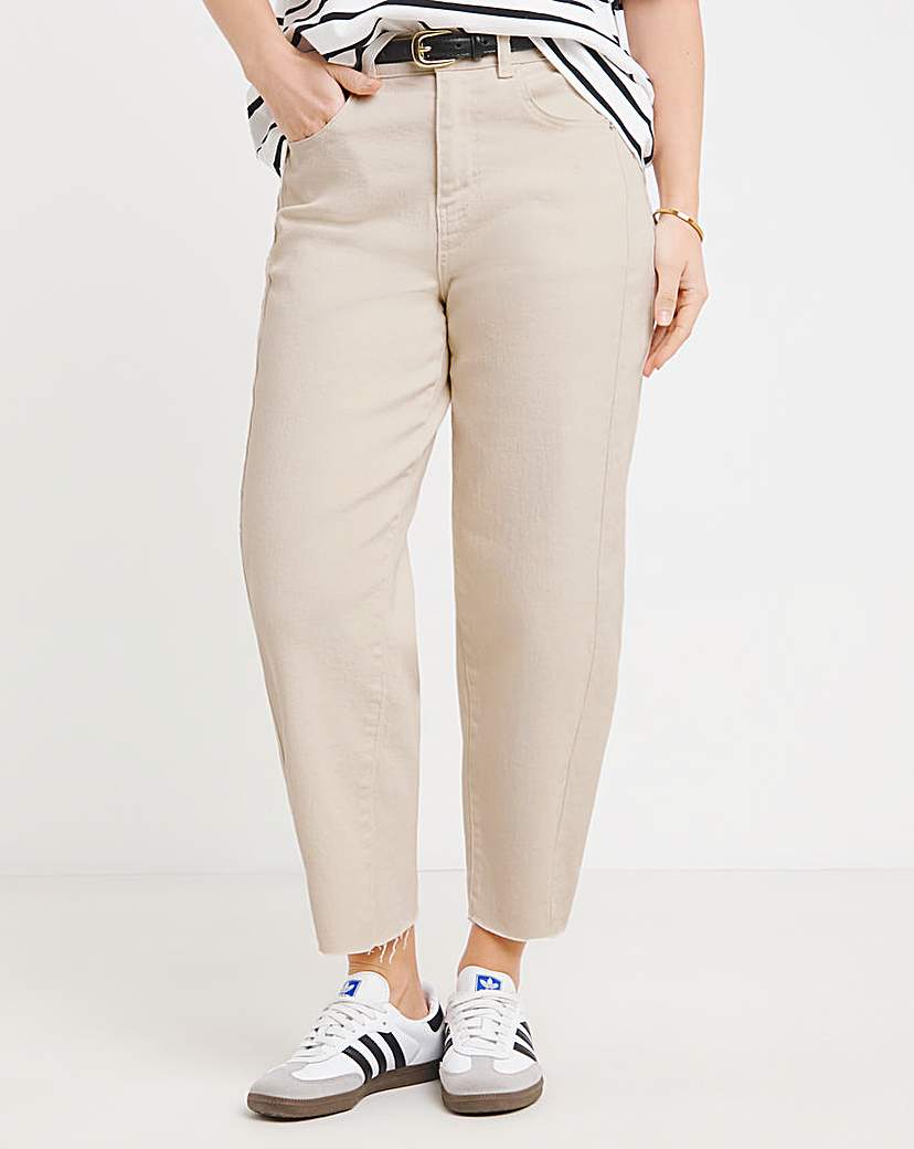 Simply Be Cropped Barrel Jeans- Ecru