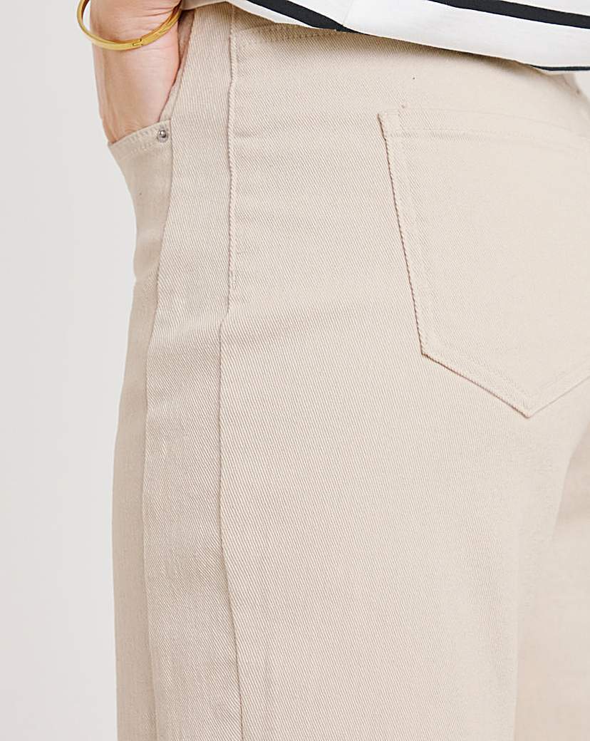 Simply Be Cropped Barrel Jeans- Ecru