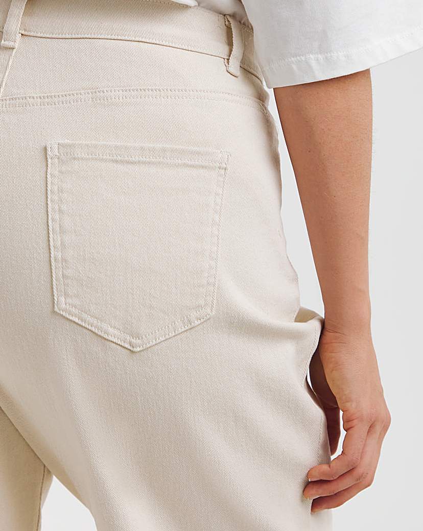 Simply Be Cropped Barrel Jeans- Ecru