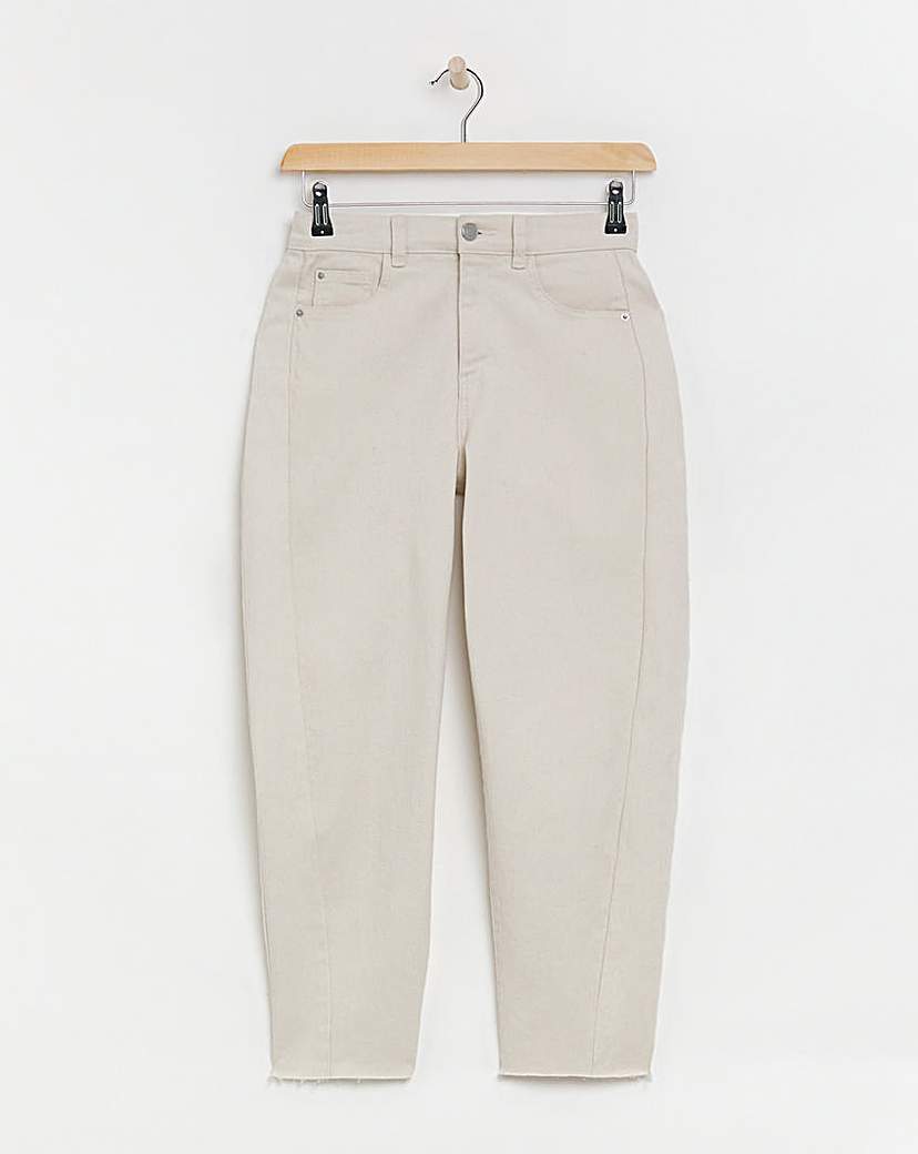 Simply Be Cropped Barrel Jeans- Ecru