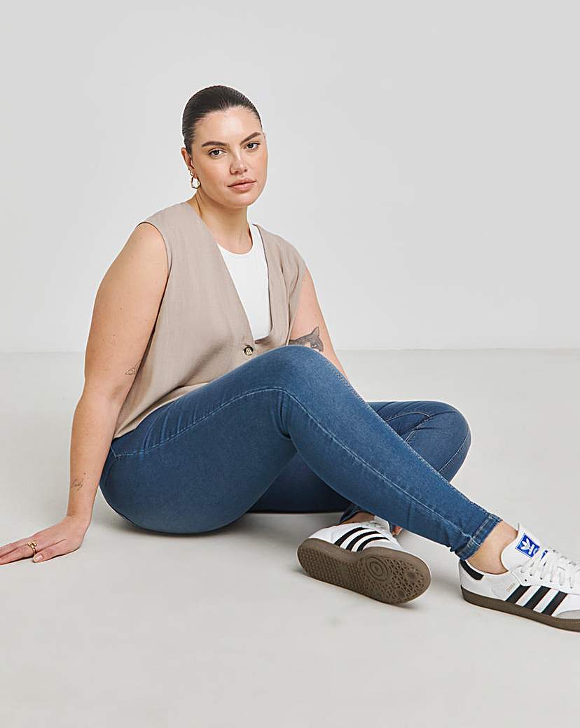 Mid Blue Seamed Skinny Jeggings