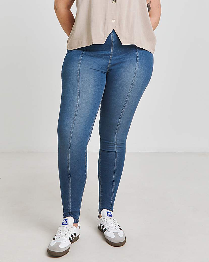 Mid Blue Seamed Skinny Jeggings