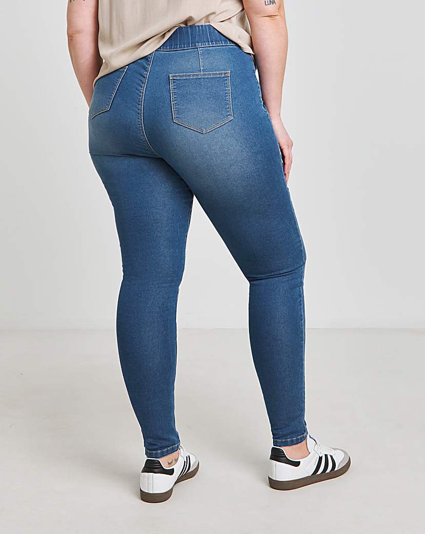 Mid Blue Seamed Skinny Jeggings