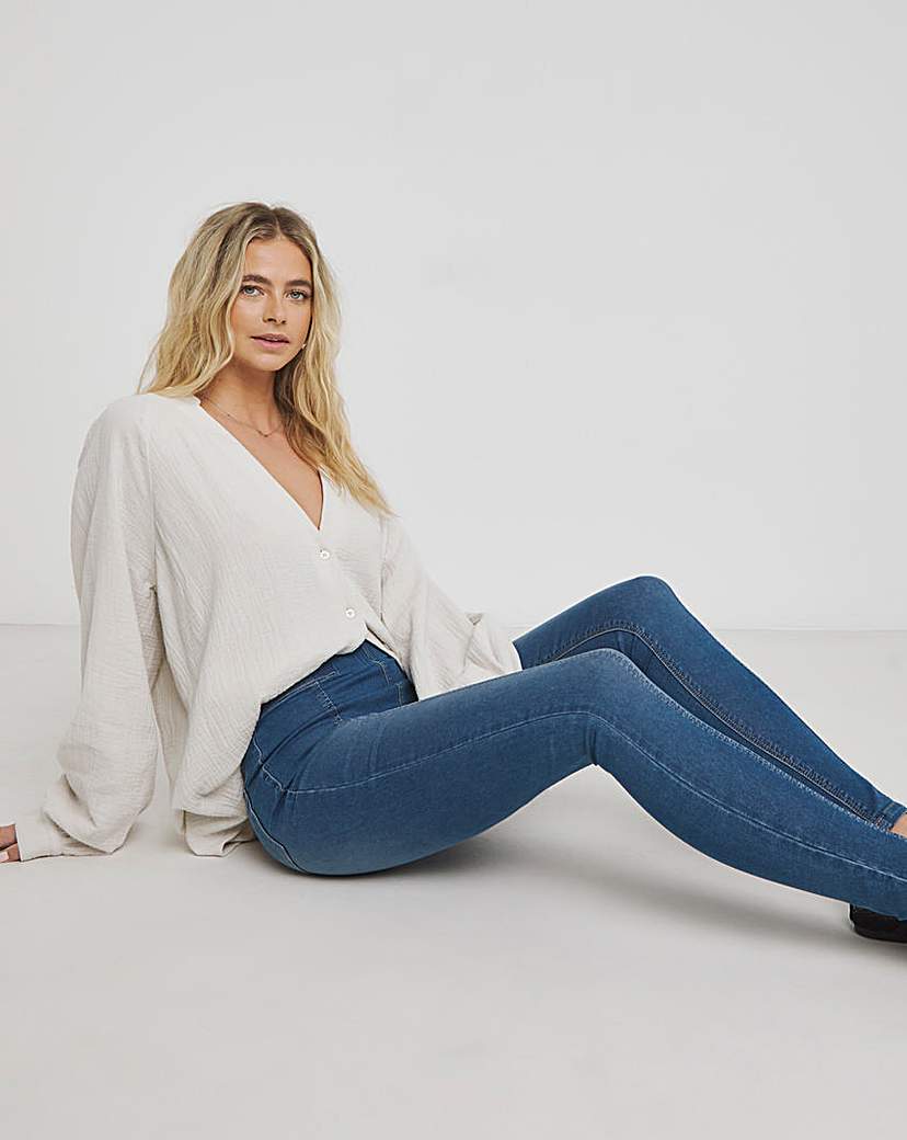 Mid Blue Seamed Skinny Jeggings