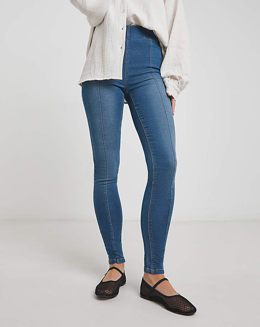 Mid Blue Seamed Skinny Jeggings