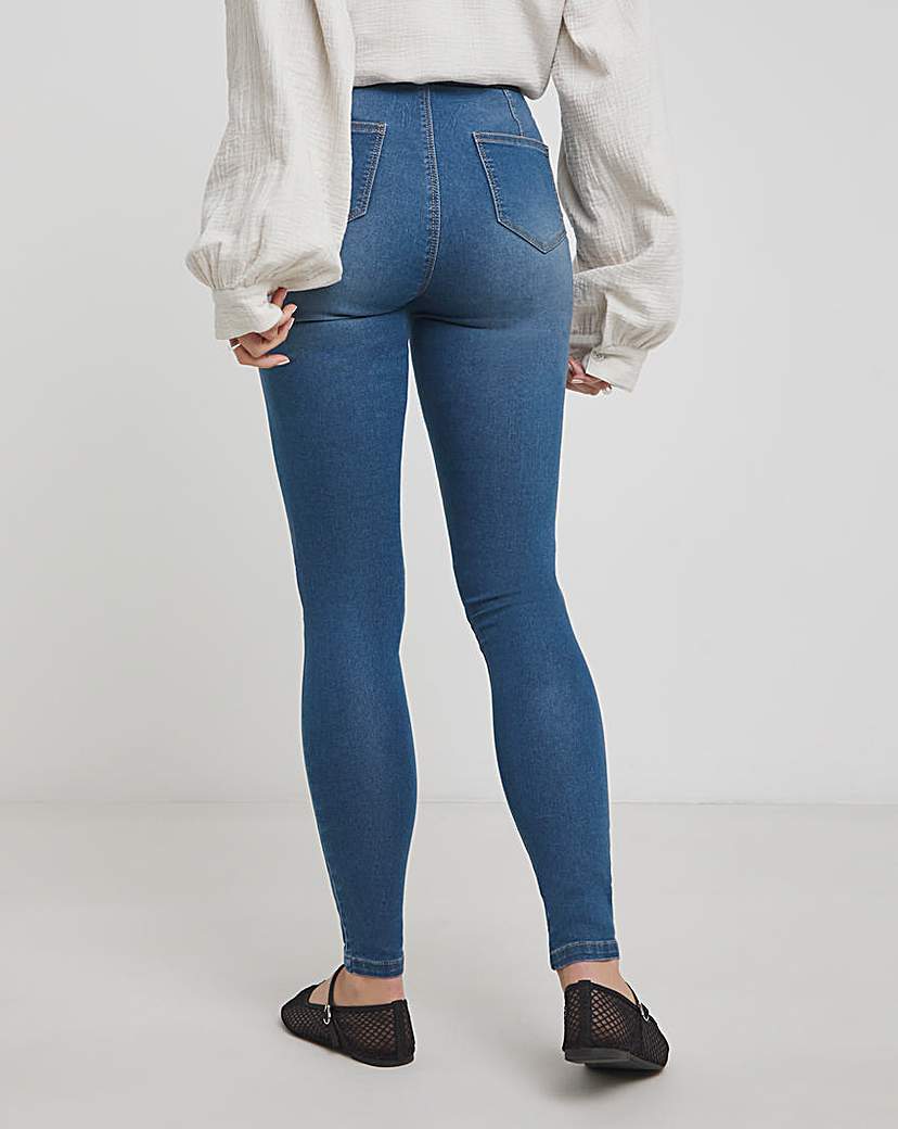 Mid Blue Seamed Skinny Jeggings