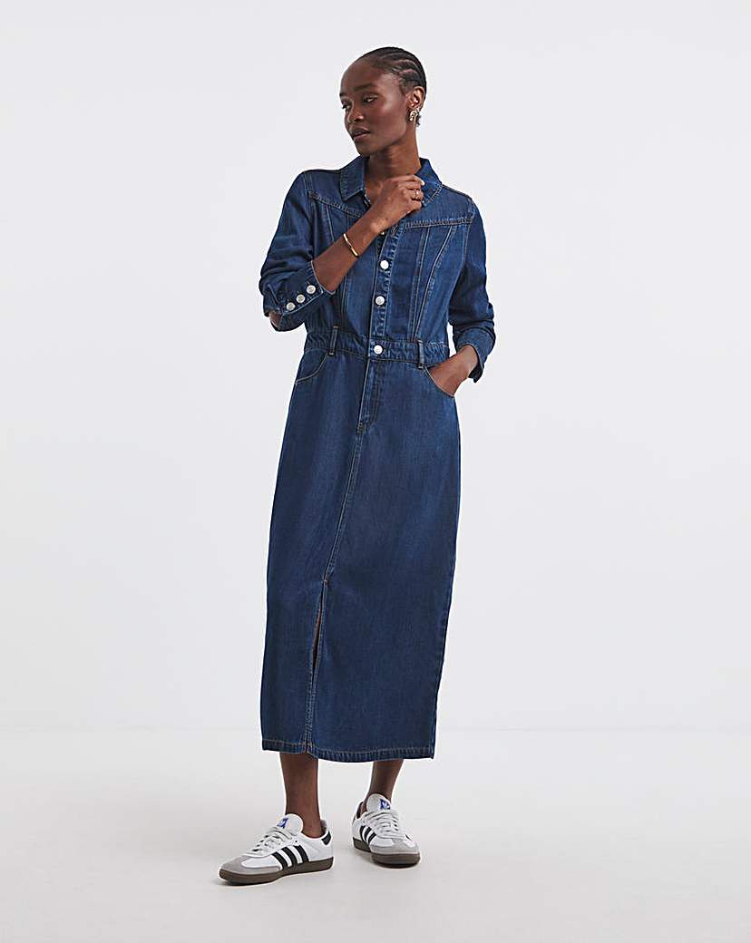 New In - Dark Wash Midaxi Dress With Tencel TM