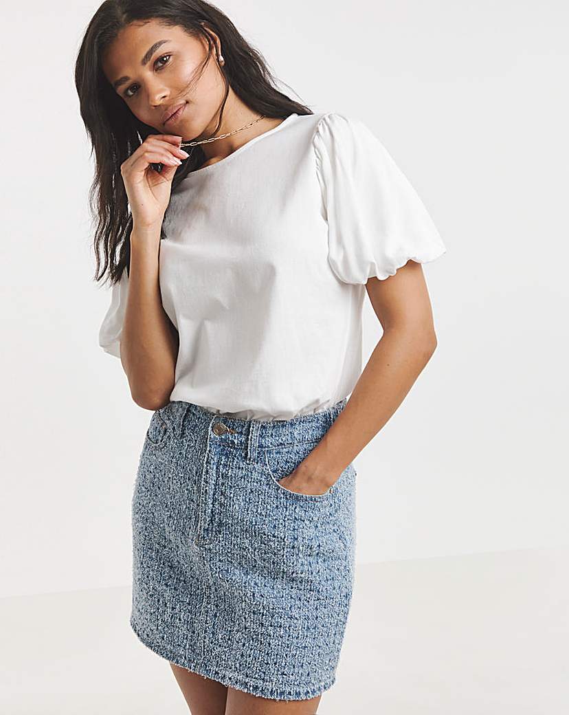 Light Mid Blue Distressed Mini Skirt