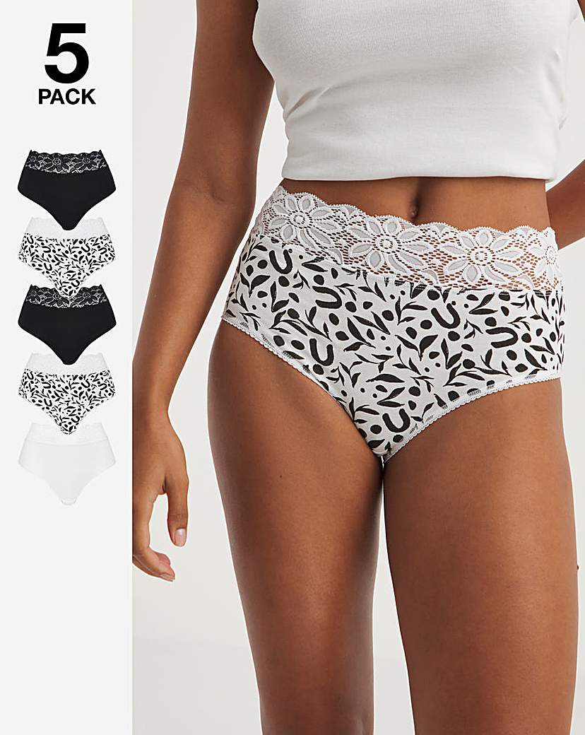 5 Pack Lace Top Full Fit Briefs