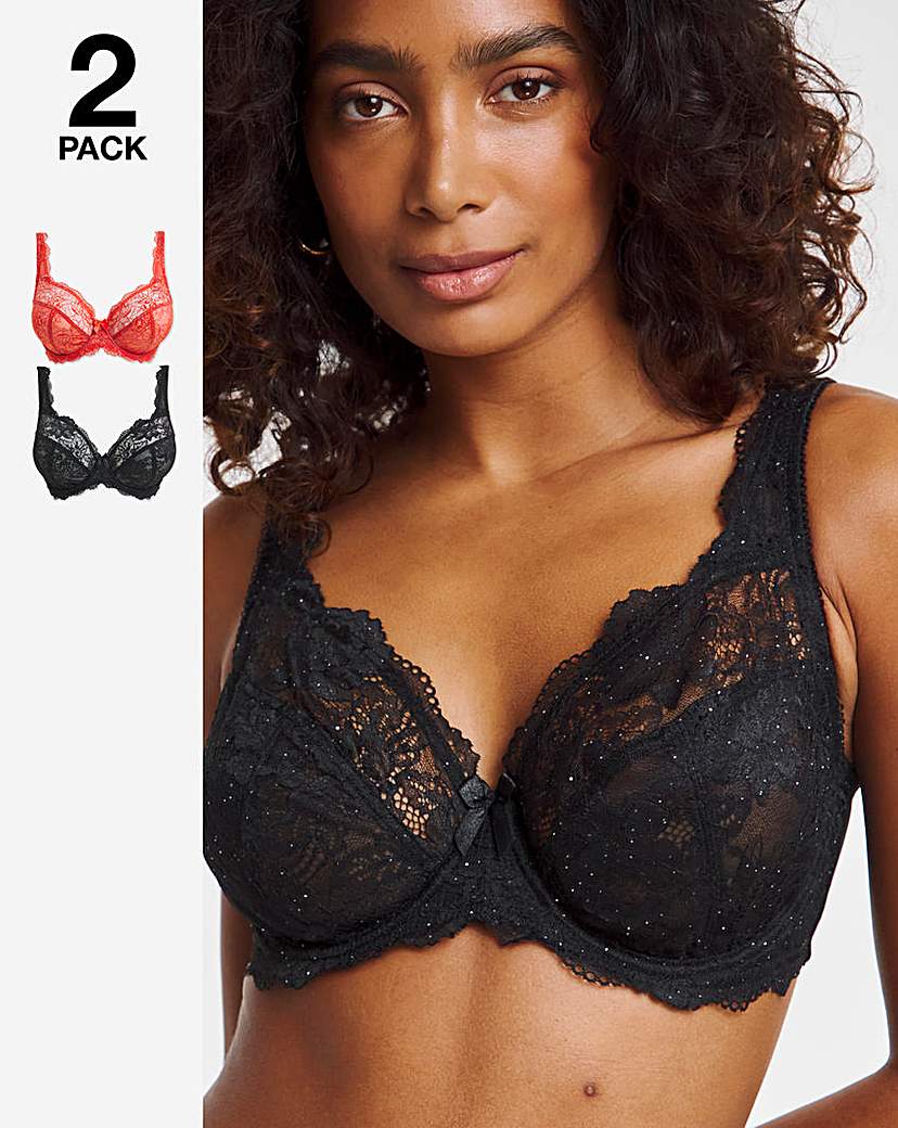 2 Pack Ella Lace Full Cup Wired Bras