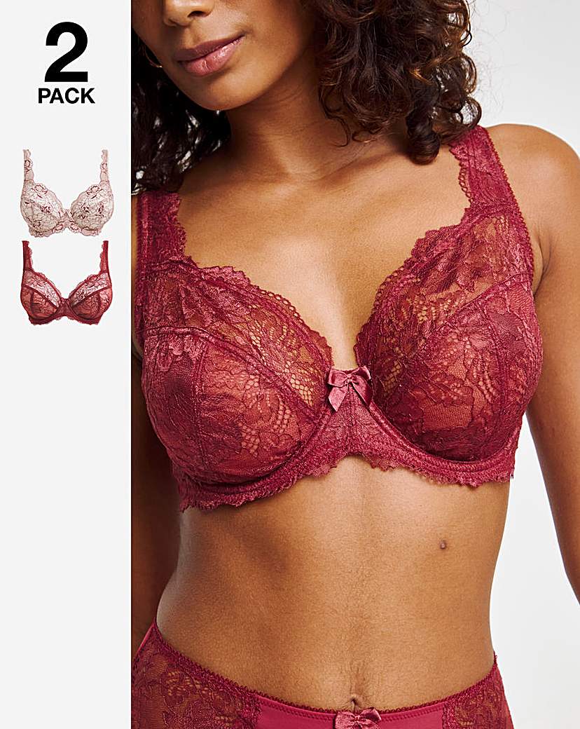 2 Pack Ella Lace Full Cup Wired Bras