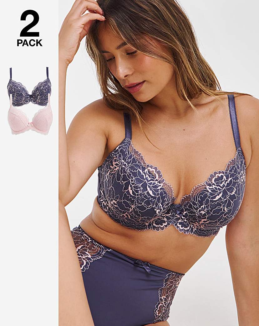 2 Pack Ella Lace Padded Plunge Bras