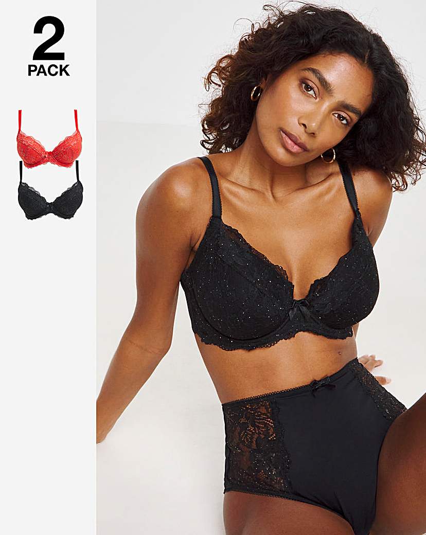 2 Pack Ella Lace Padded Plunge Bras