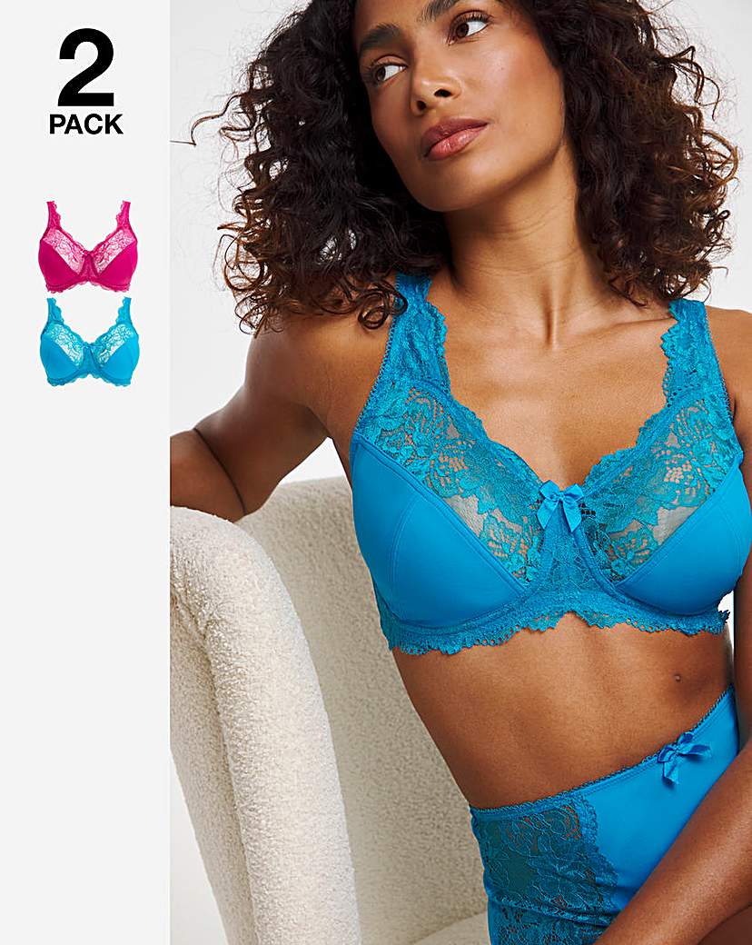 2 Pack Ella Lace Non Wired Full Cup Bras