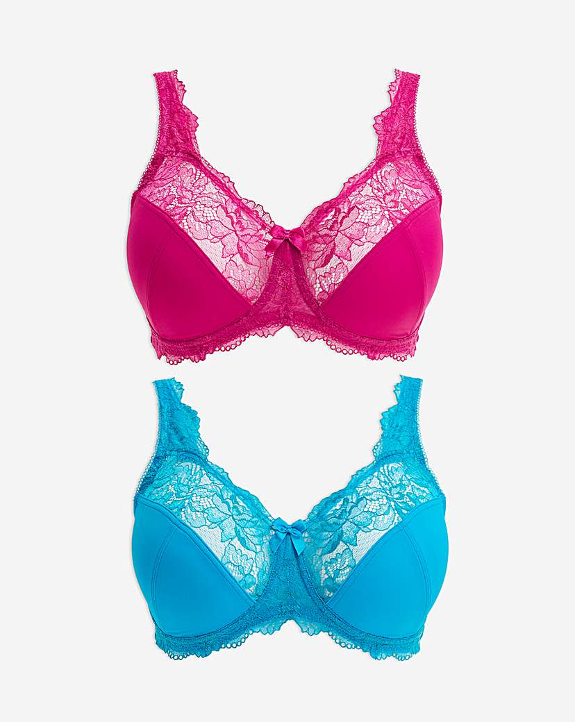 2 Pack Ella Lace Non Wired Full Cup Bras