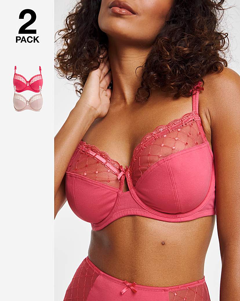 2 Pack Rachel Embroidery Balcony Bras