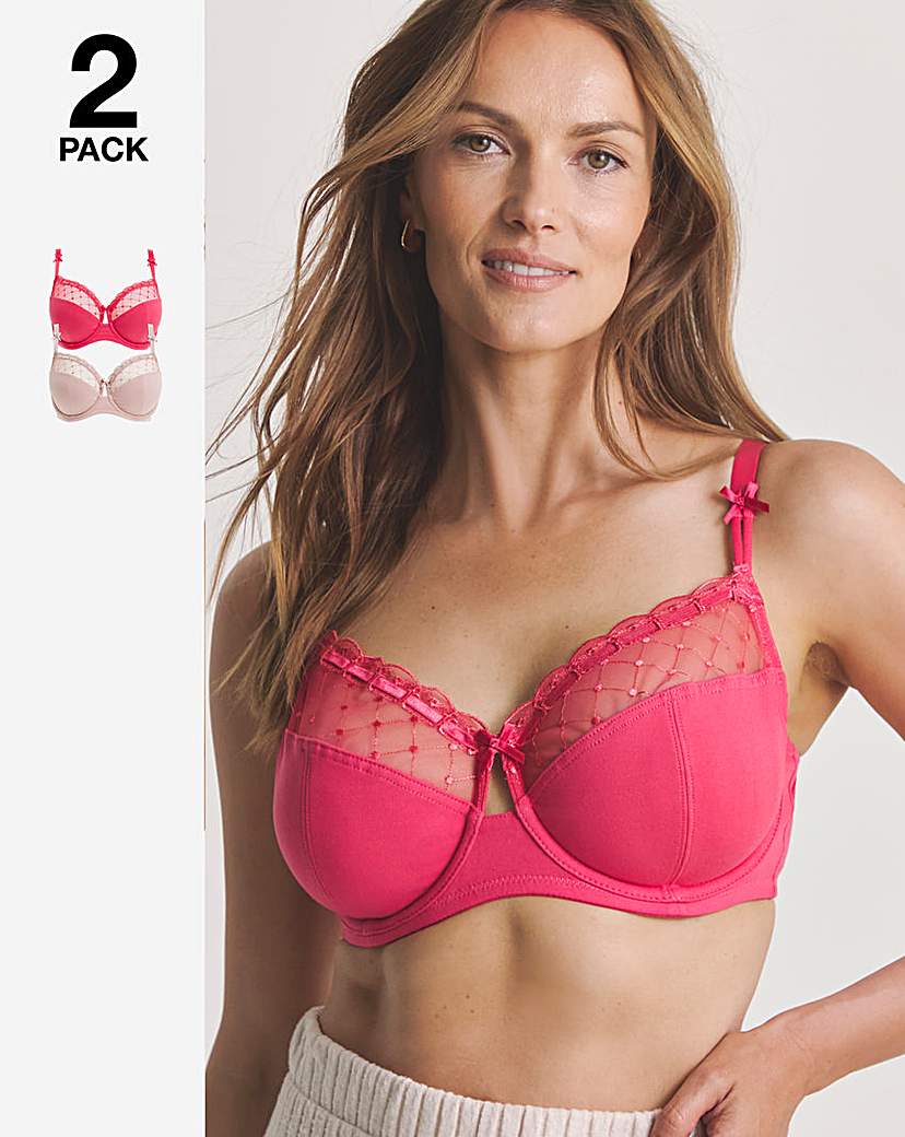 2 Pack Rachel Embroidery Balcony Bras