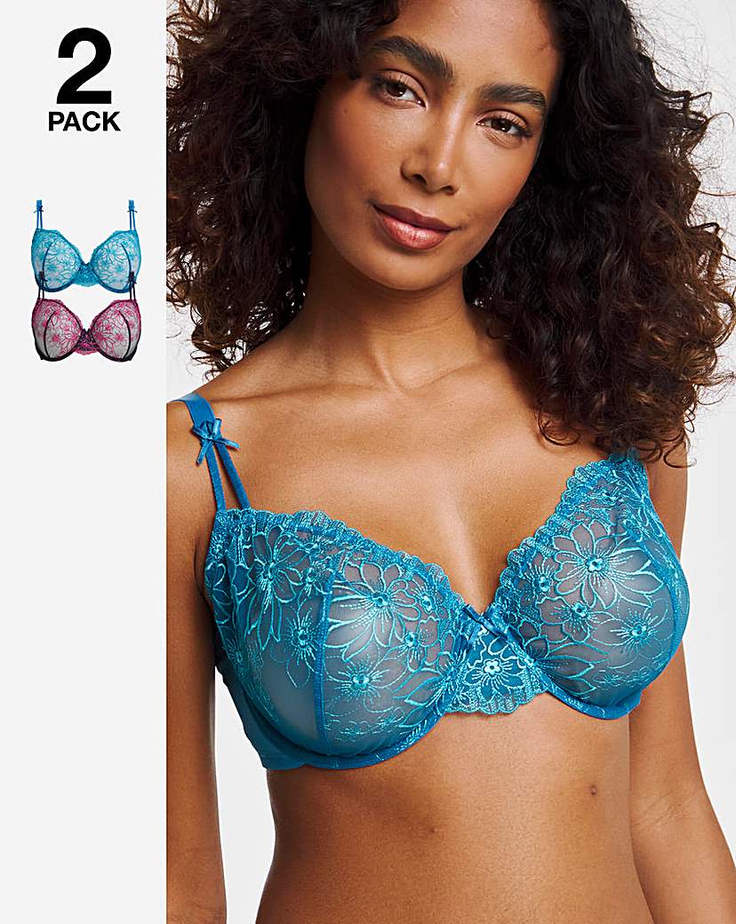 Emily 2 Pack Embroidery Bra