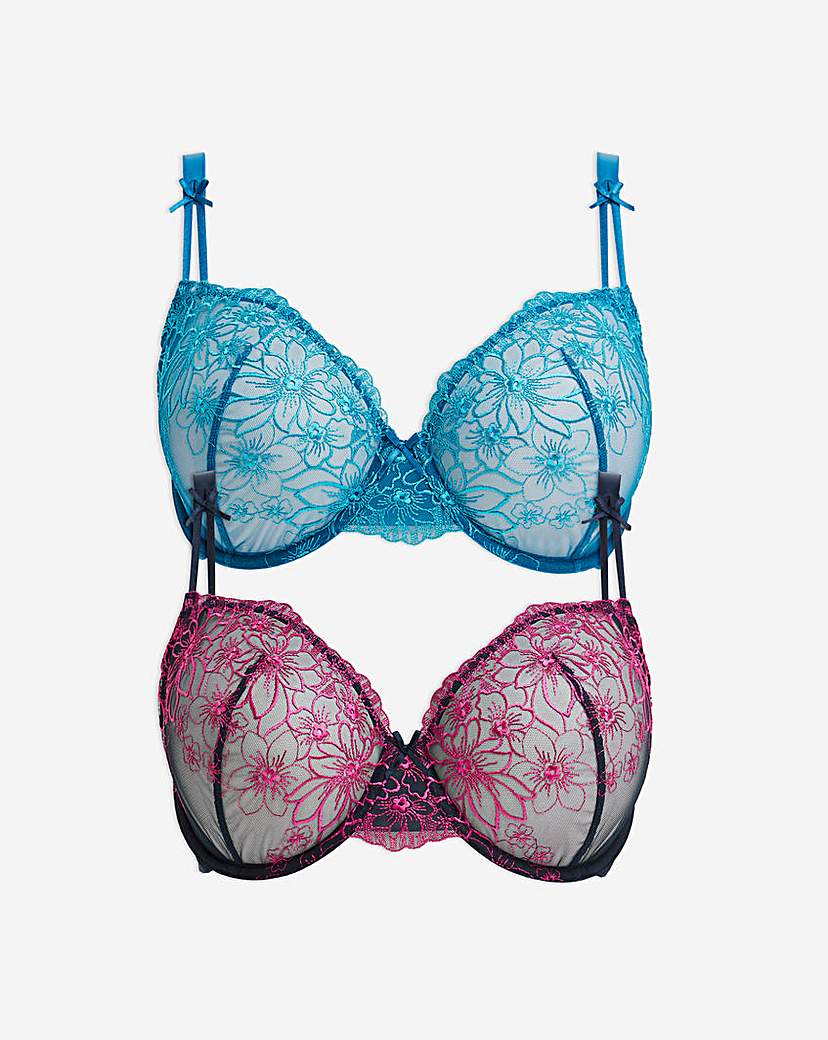 Emily 2 Pack Embroidery Bra