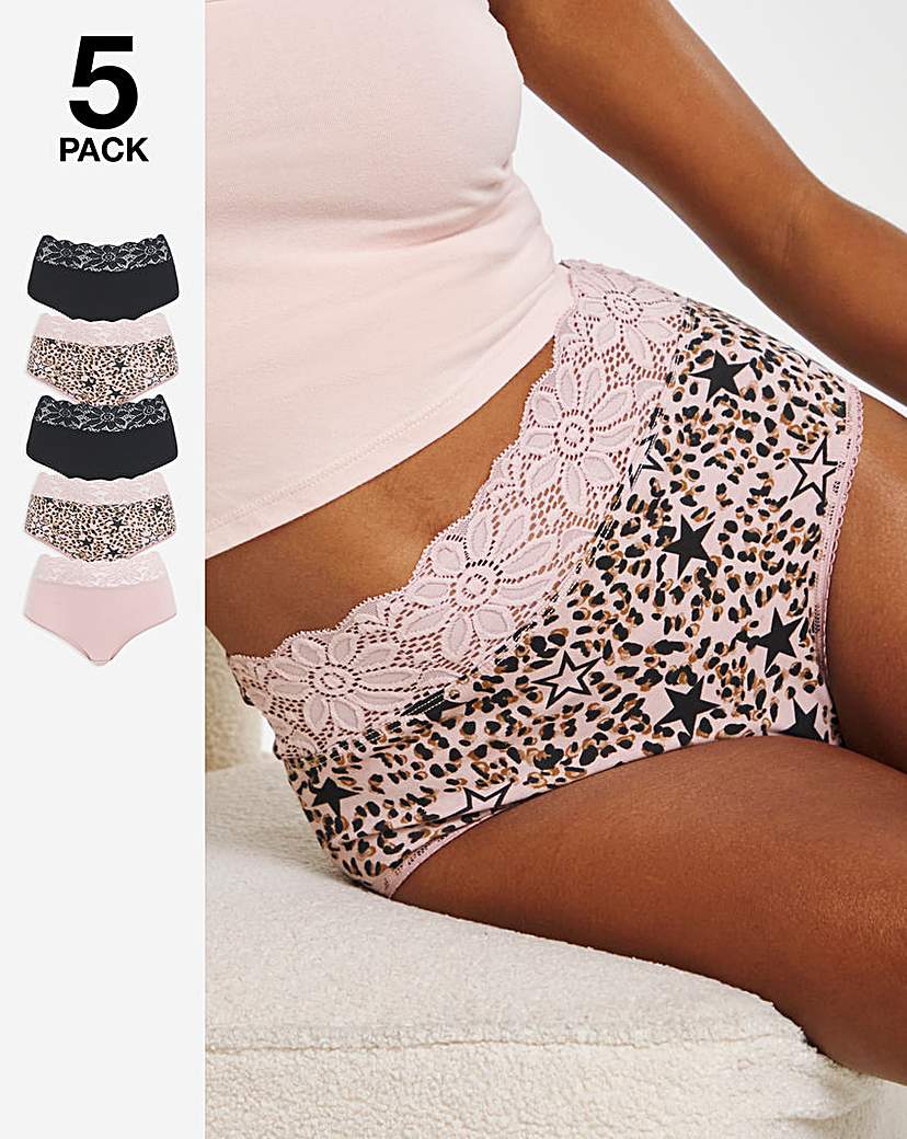 5Pack Lace Top Full Fit Briefs