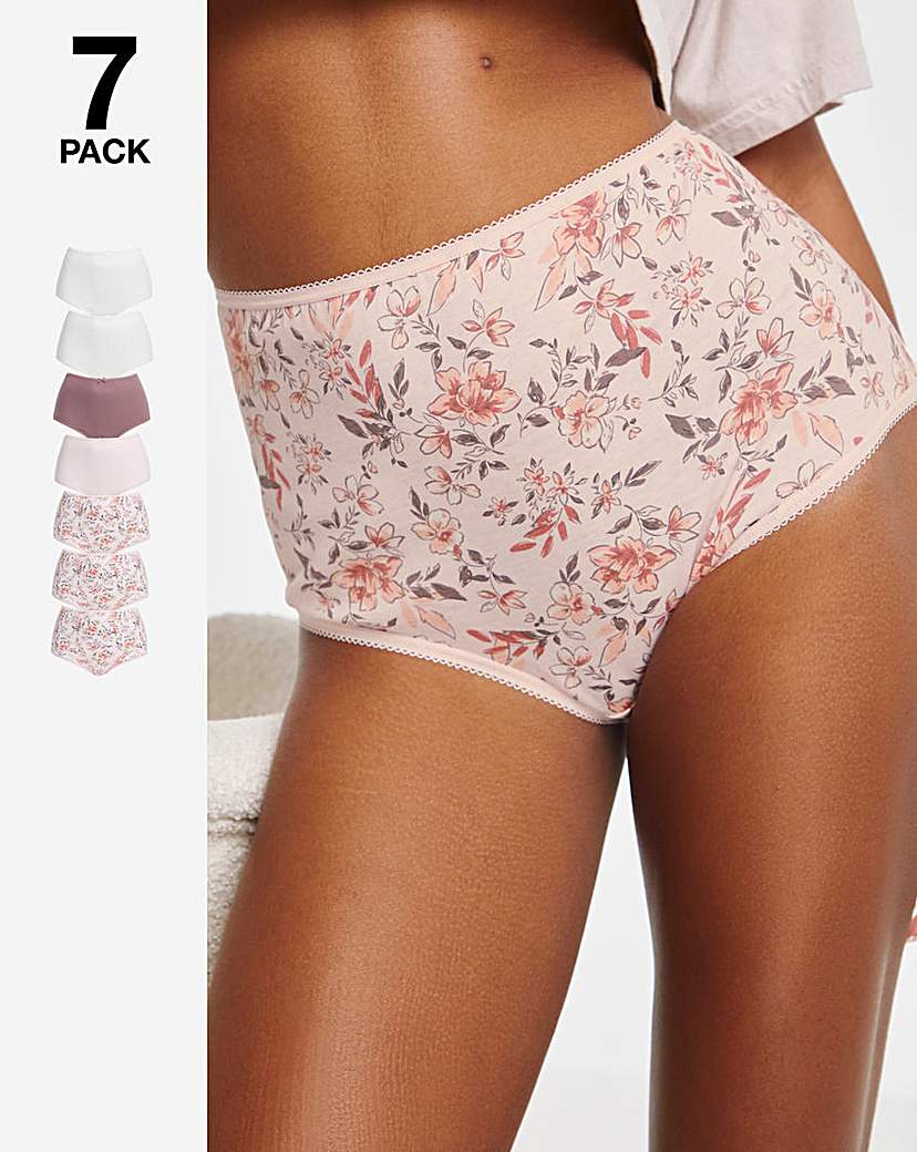 7 Pack Full Fit Brief Pink Floral